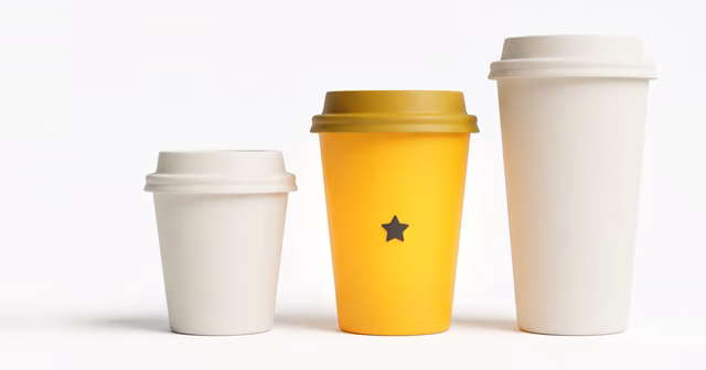 Three cups in small, medium and large, with the medium one highlighted