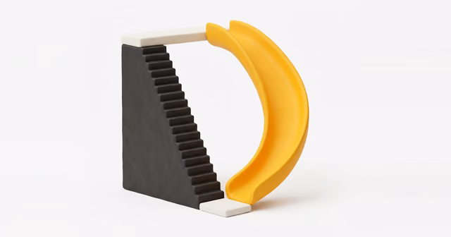A smooth slide next to a steep staircase